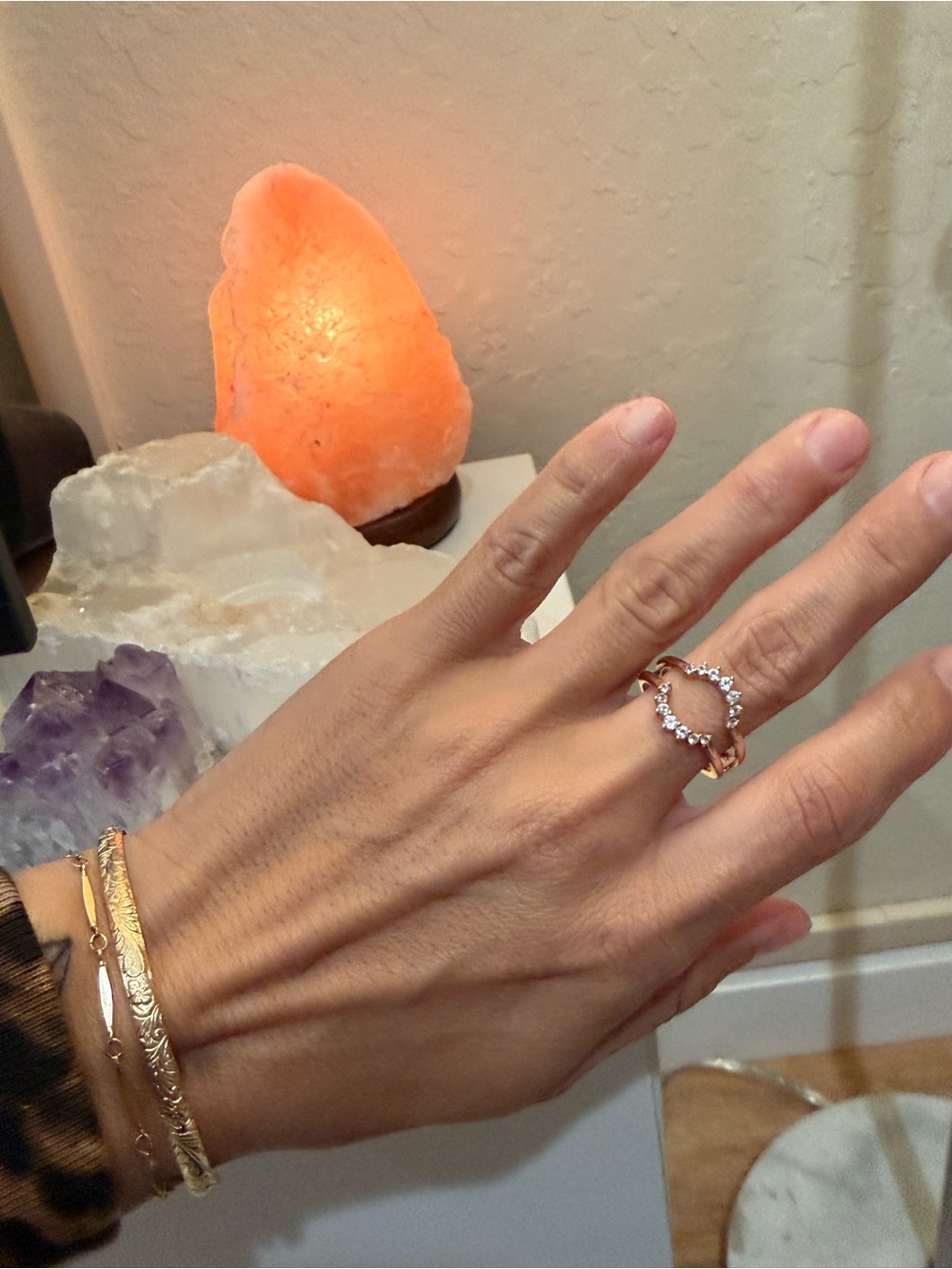 Rose Gold White Topaz jeweled Ring rose gold vermeil